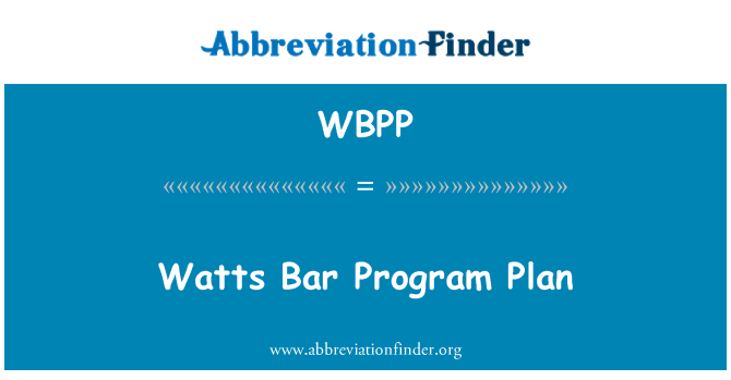 WBPP: Watts Bar pwogram Plan