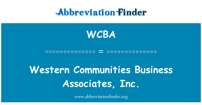 WCBA: Western komunitas bisnis Associates, Inc