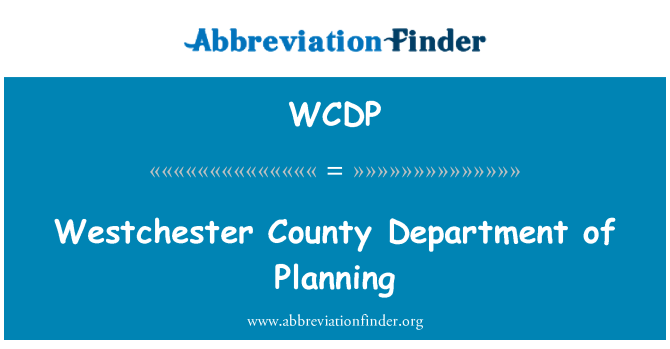 WCDP: Westchester County Department van Planning