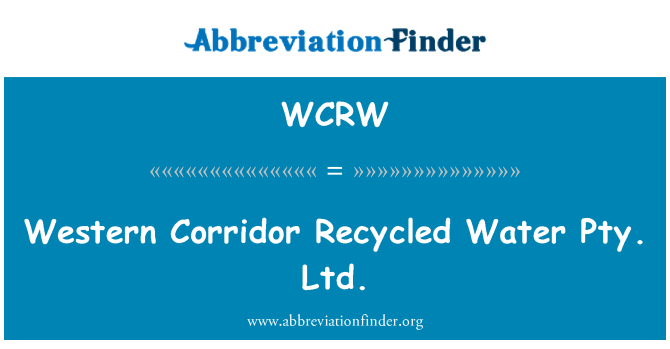 WCRW: Vest coridor reciclate apă Pty. Ltd.