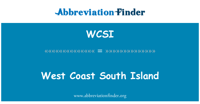 WCSI: Costa occidentale dell'isola del sud