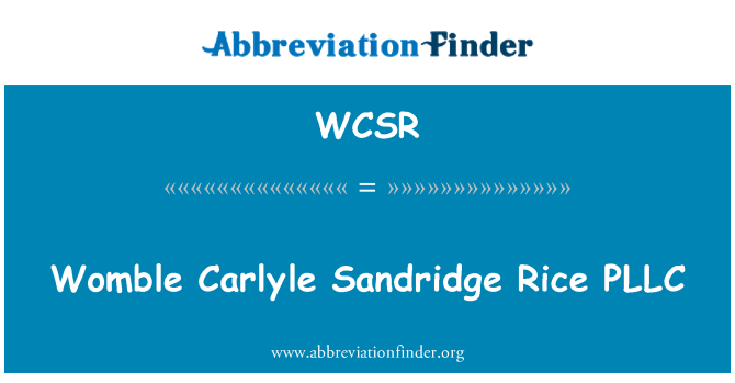 WCSR: Womble Carlyle Sandridge ryżu PLLC
