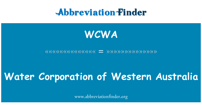 WCWA: Voda Corporation západní Austrálie