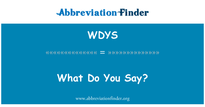 WDYS: Ką tu pasakysi?