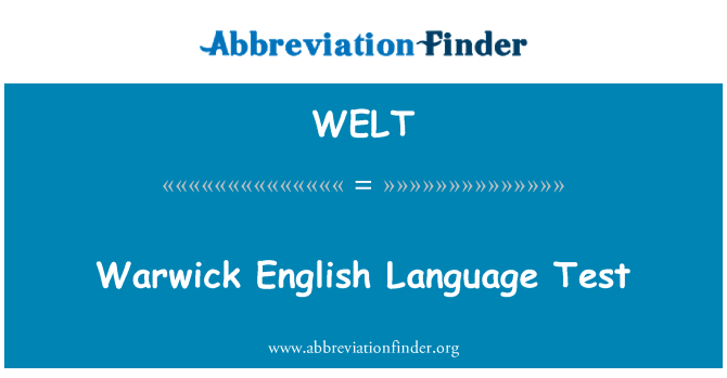 WELT: اختبار اللغة الإنجليزية وارويك