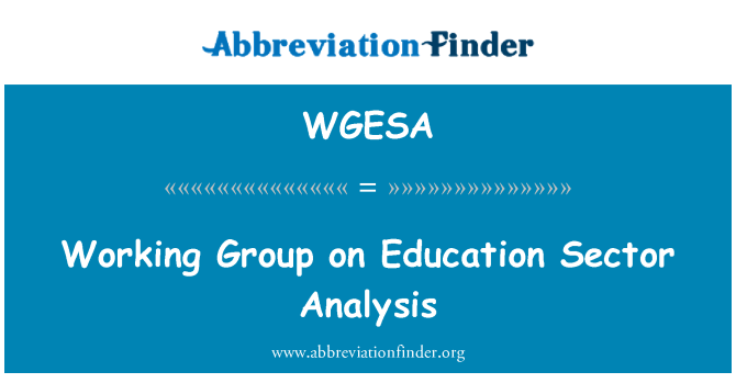 WGESA: Werkgroep onderwijs Sector analyse