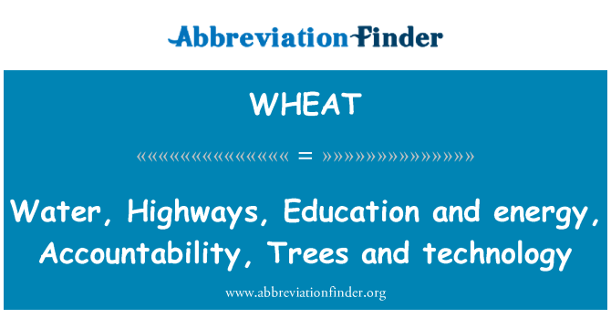 WHEAT: Water, Highways, Education and energy, Accountability, Trees and technology