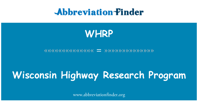 WHRP: Wisconsin Highway Research Program