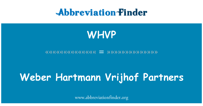 WHVP: Weber Hartmann Vrijhof partneři