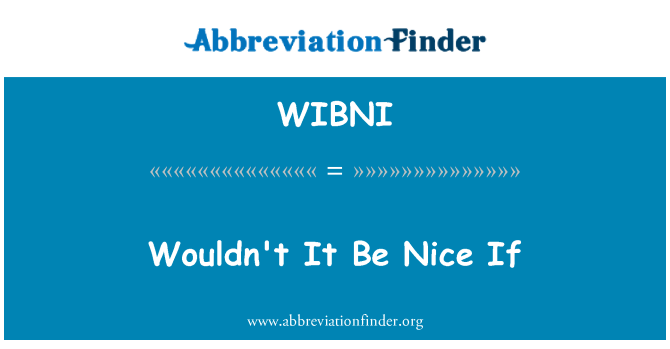 WIBNI: 좋지 않을까 하는 경우