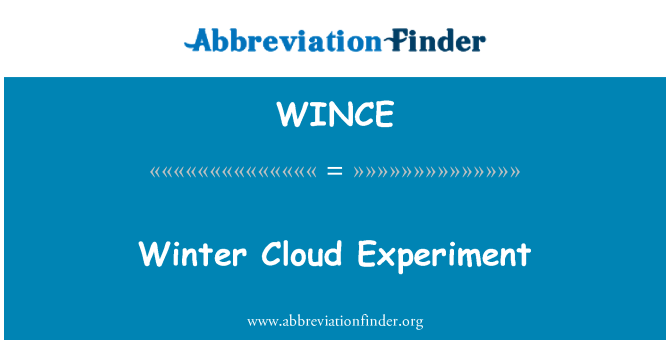 WINCE: Winter Cloud Experiment