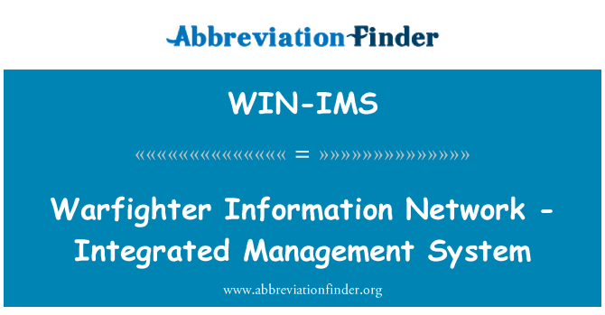 WIN-IMS: Warfighter Informationsnetz - integriertes Managementsystem