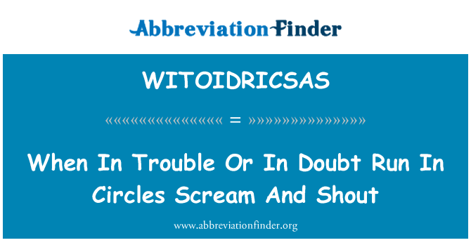 WITOIDRICSAS: When In Trouble Or In Doubt Run In Circles Scream And Shout
