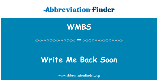 WMBS: Skrive mig tilbage snart