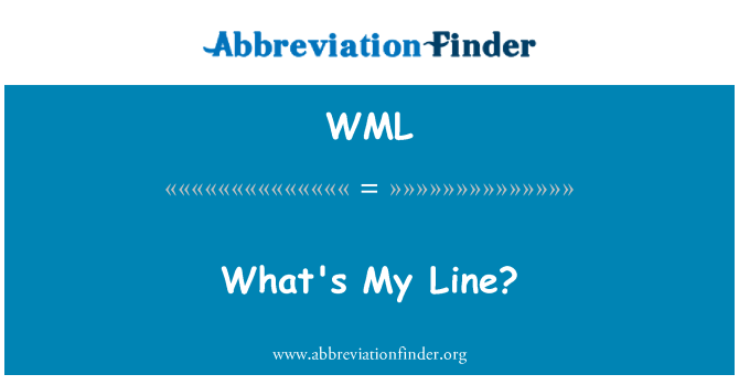 WML: Wat is mijn lijn?