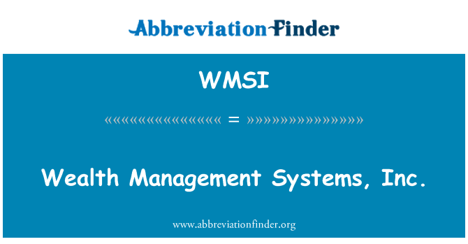 WMSI: Wealth Management Systems, Inc.