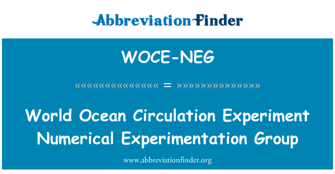 WOCE-NEG: World Ocean Circulation Experiment Numerical Experimentation Group