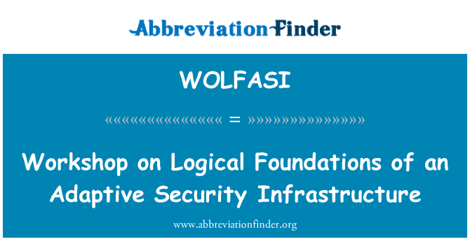 WOLFASI: Workshop on Logical Foundations of an Adaptive Security Infrastructure