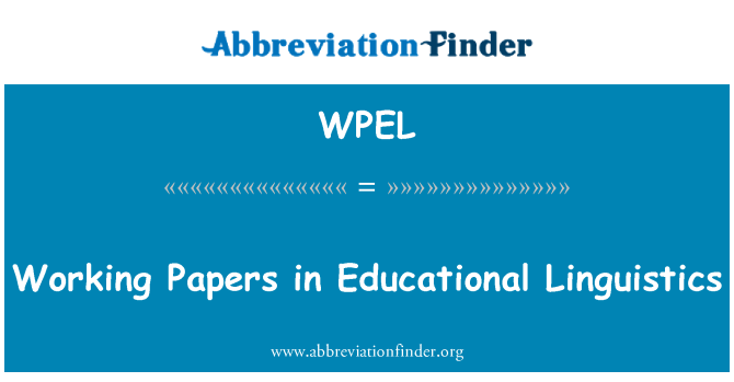 WPEL: Working Papers vzdělávací lingvistice