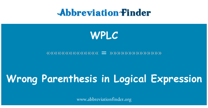 WPLC: Nesprávné závorky v logického výrazu