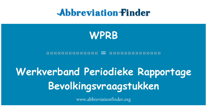 WPRB: Werkverband Periodieke Rapportage Bevolkingsvraagstukken