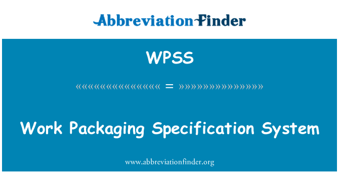 WPSS: Arbeta förpackning specifikationen System