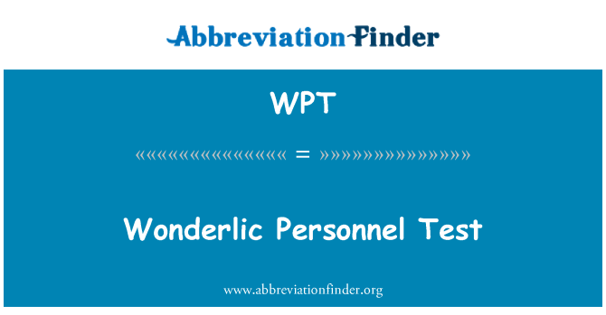 WPT: Test Wonderlic Personnel