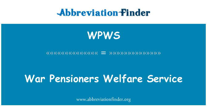 WPWS: War Pensioners Welfare Service