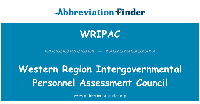 WRIPAC: Nyugati régió kormányközi személyzeti értékelési Tanács