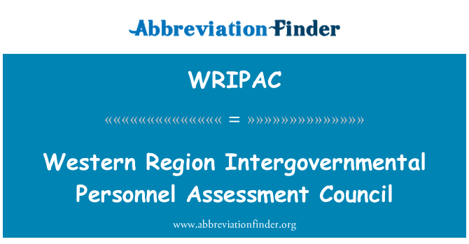 WRIPAC: Regione occidentale intergovernativa personale valutazione Consiglio