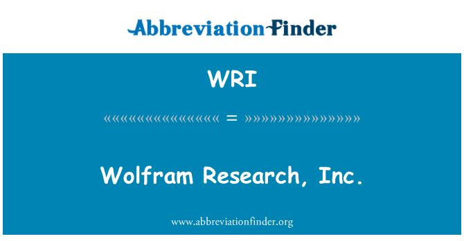 WRI: Wolfram Research, Inc.