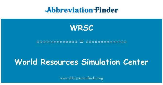 WRSC: World Resources Simulation Center