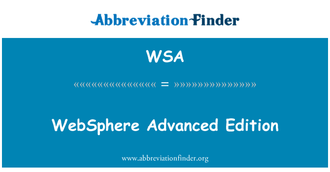 WSA: WebSphere avanse edisyon