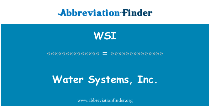 WSI: Water Systems, Inc.