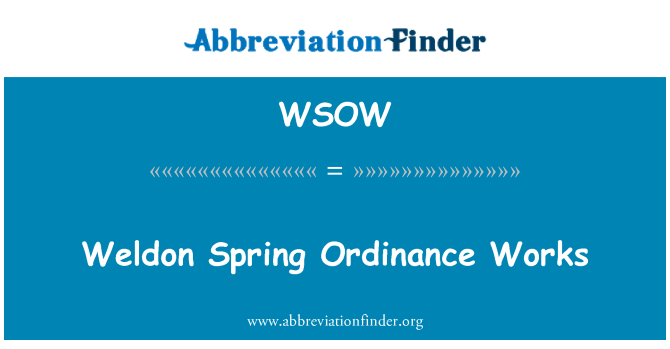 WSOW: Weldon Spring Sur sa