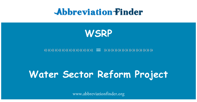 WSRP: Projet de réforme du secteur eau