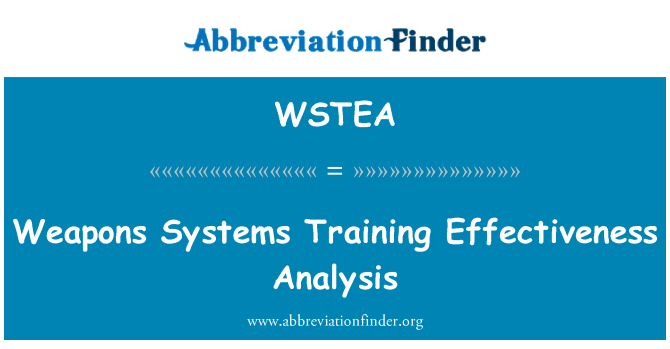 WSTEA: Systèmes d'armes analyse de l'efficacité de la formation