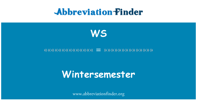 WS: Wintersemester