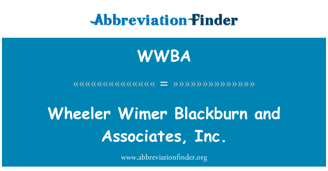WWBA: Wheeler Wimer Blackburn a Associates, Inc.