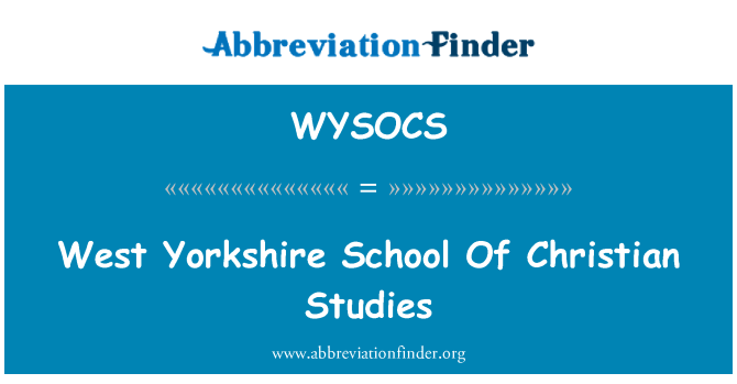 WYSOCS: West Yorkshire scuola di studi cristiani