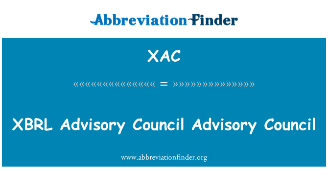 XAC: XBRL Advisory Council Advisory Council