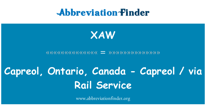 XAW: Capreol, Ontario, Canada - Capreol / via servizio ferroviario