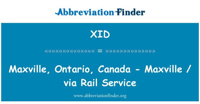 XID: Maxville, Онтарио, Канада - Maxville / через железнодорожные службы