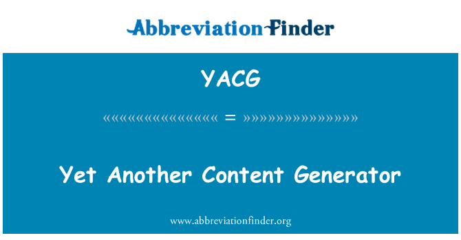 YACG: Ще інший зміст генератора