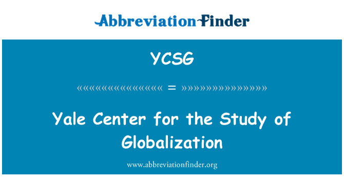 YCSG: Yale centrum för studier av globalisering