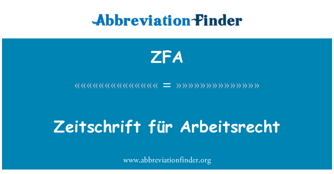 ZFA: Zeitschrift für Arbeitsrecht