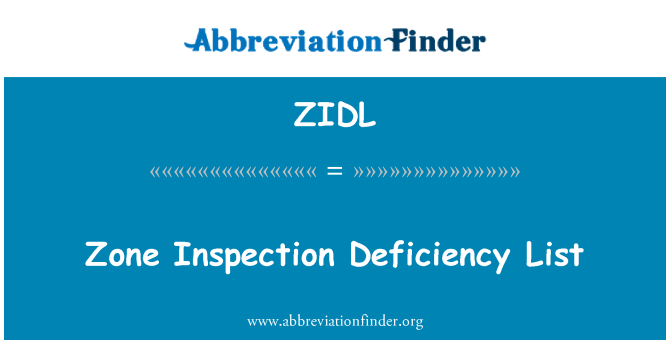 ZIDL: لیست کمبود بازرسی منطقه