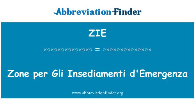 ZIE: Zone pr. Gli Insediamenti d'Emergenza