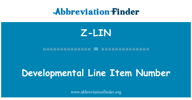 Z-LIN: Rhif Eitem llinell datblygiadol