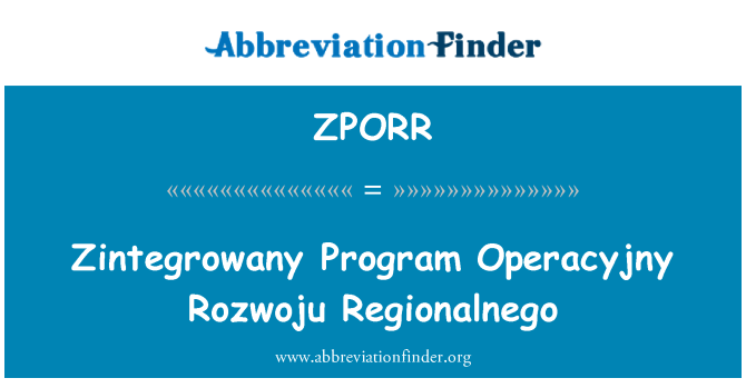 ZPORR: Zintegrowany ohjelma Operacyjny Rozwoju Regionalnego